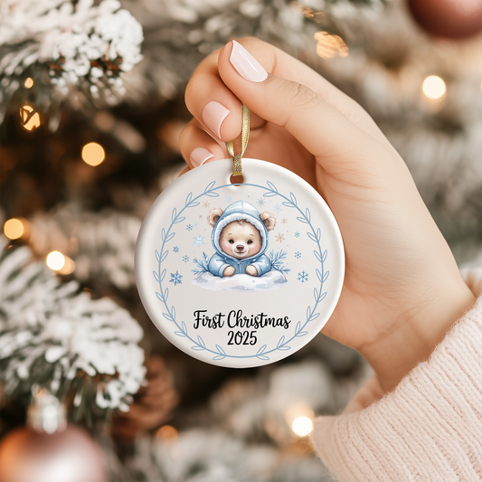 1st Christmas Ornament blue--UV Ornament Sticker -2-5 Business Days