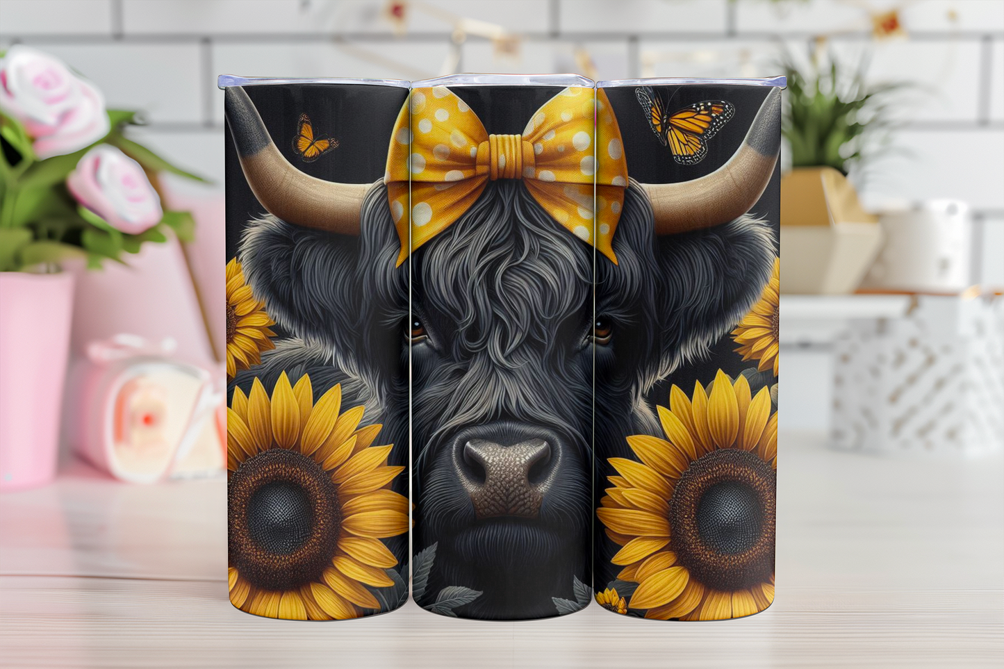 About Baby Highland Cow Sunflowers -20oz TUMBLER WRAP