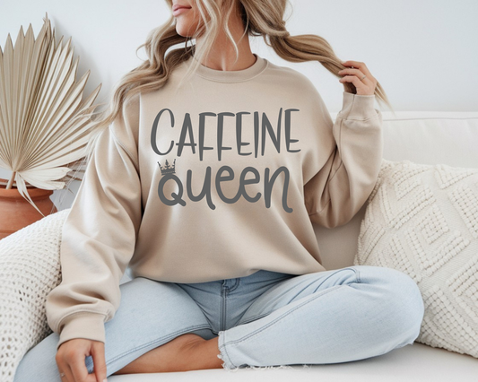 Caffeine Queen- white-Single Color- DTF TRANSFER- 2-5 Business Days