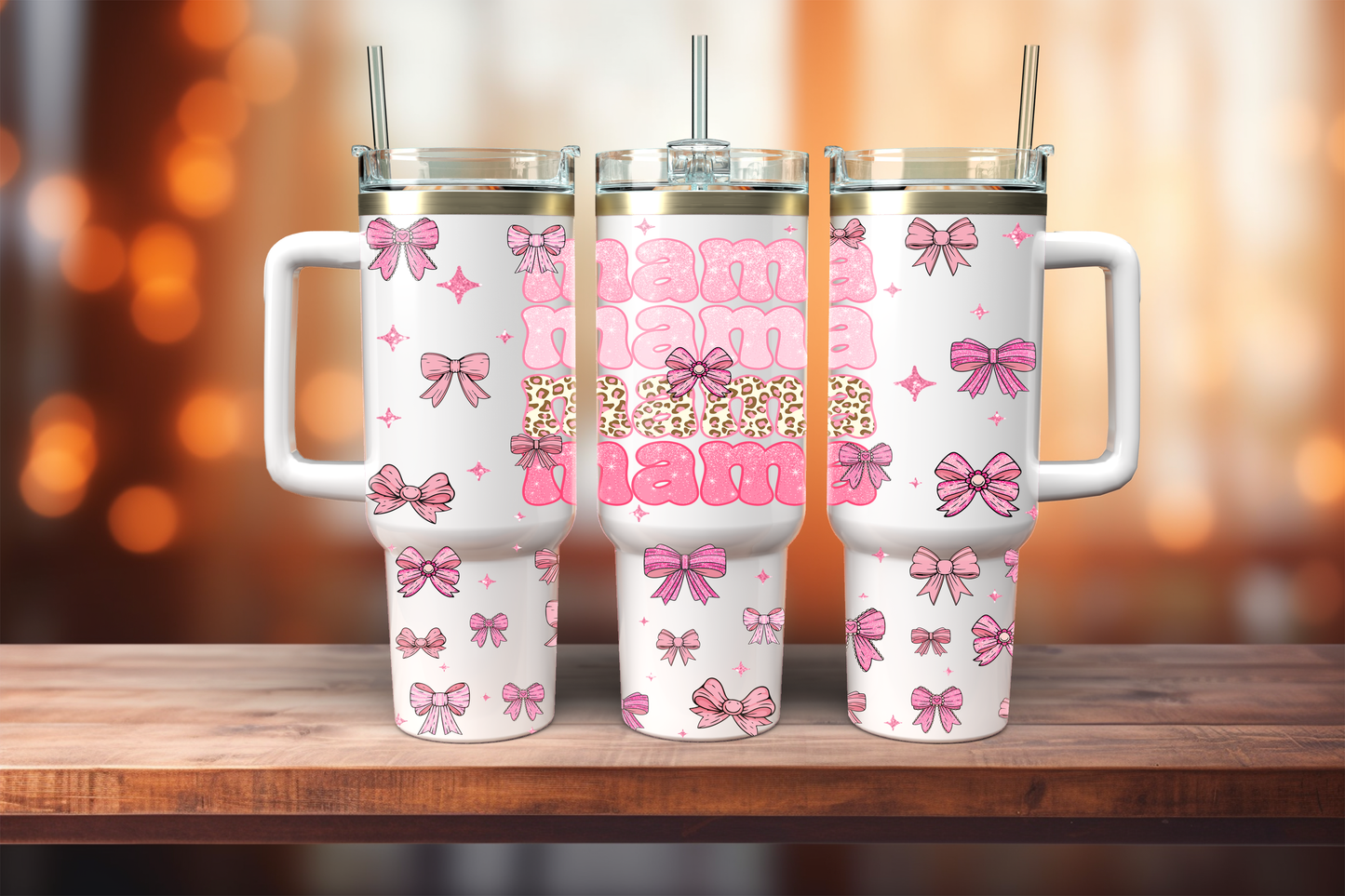 Pink Bow Mama- 40oz Tumbler Wrap