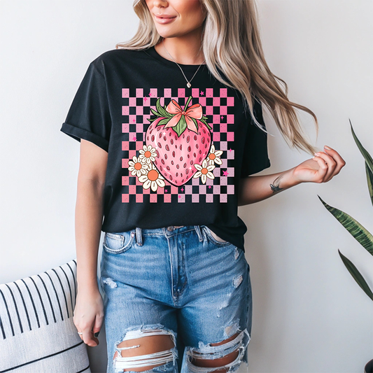 All About Strawberries Checkered - DTF TRANSFER