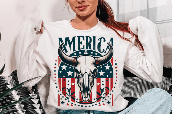 American Cow Skull - DTF TRANSFER -