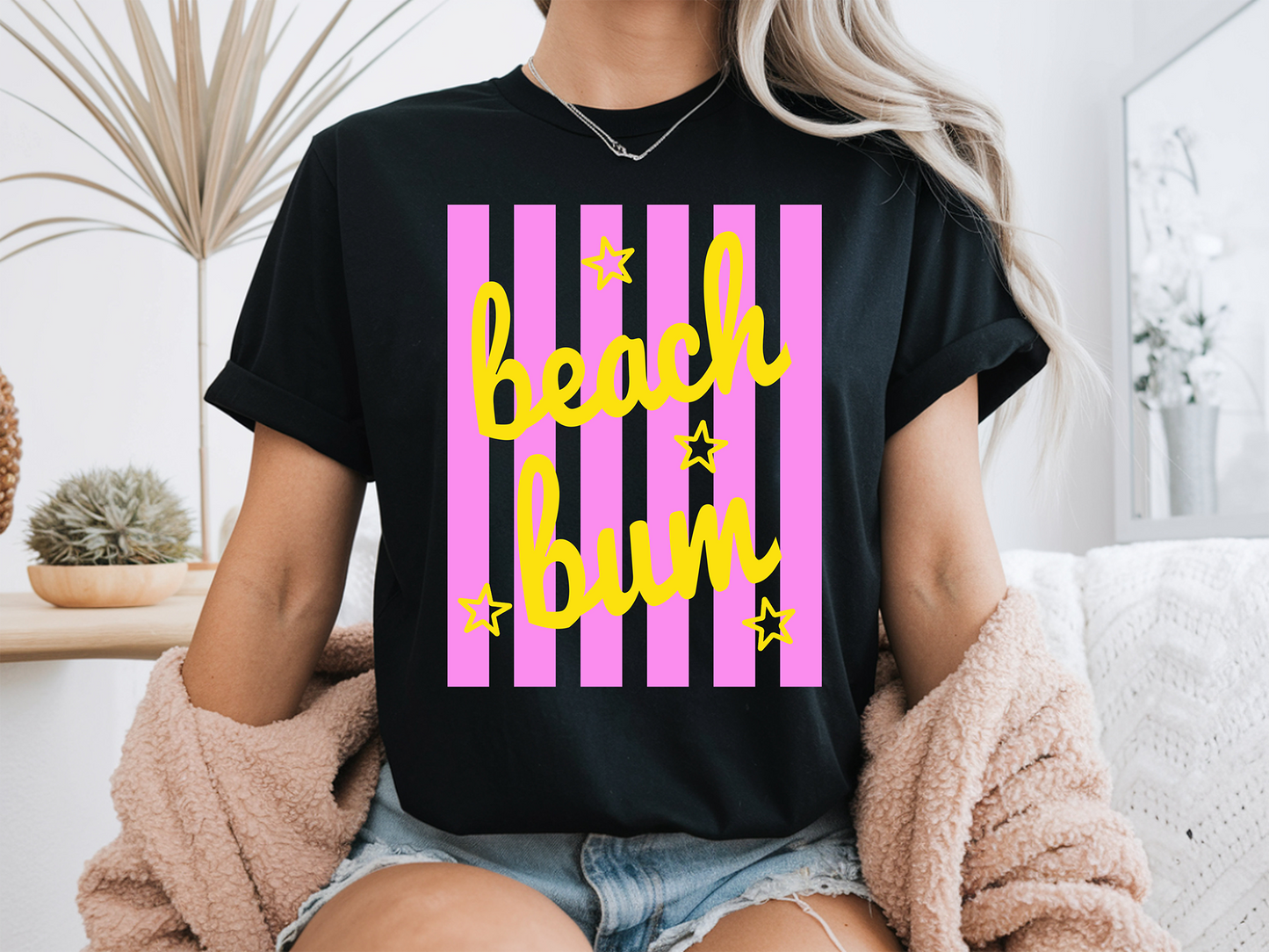 Striped Beach Bum - Full Color - DTF Transfer - 2-5 Business Days