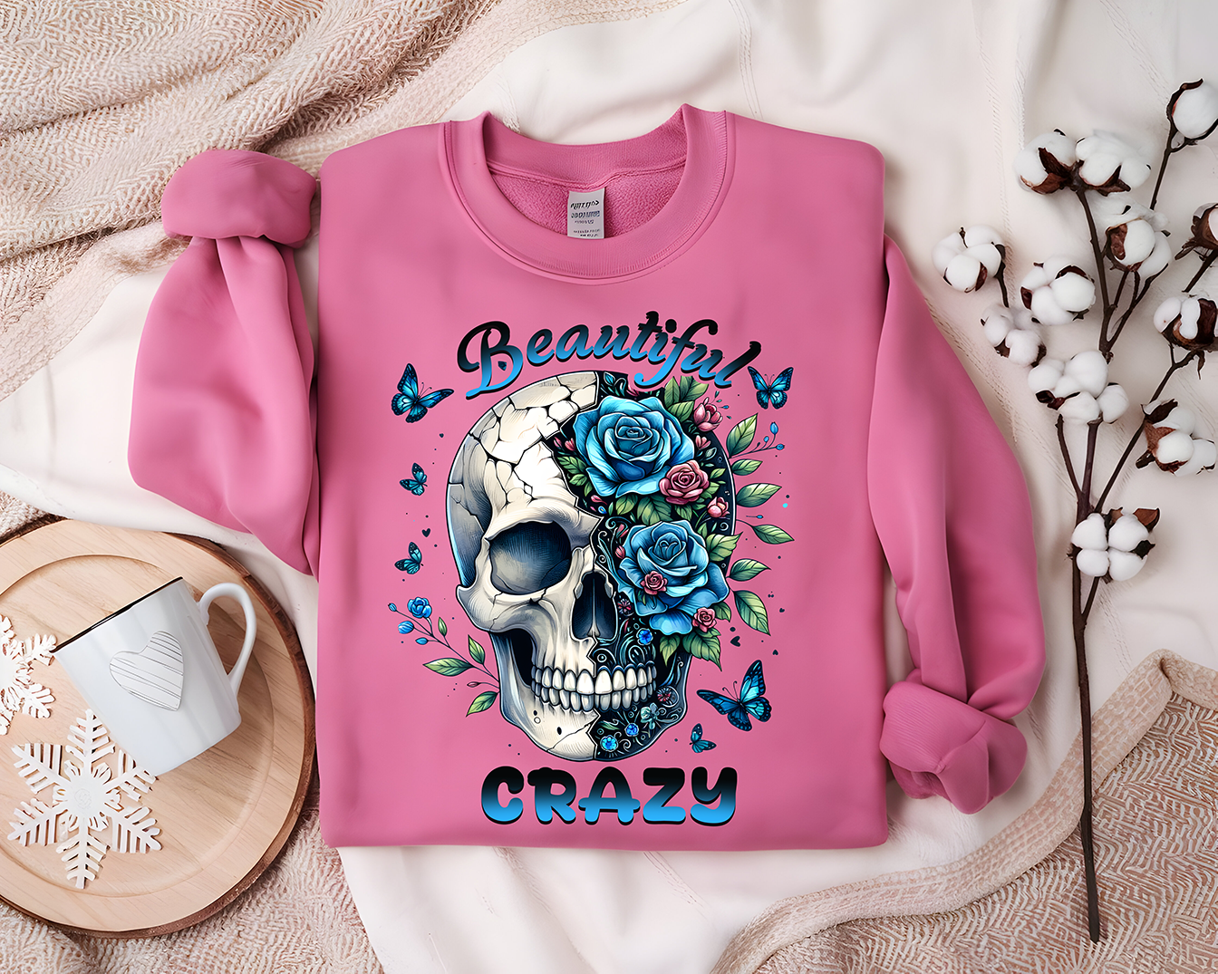 Beautiful Crazy Skull - Full Color-DTF TRANSFER-2-5 Business Days
