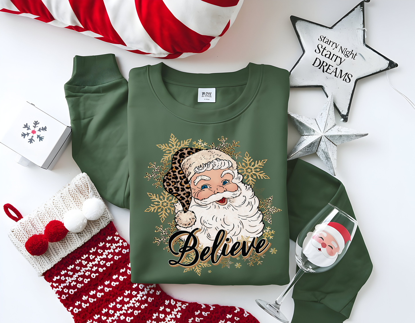 Believe Leopard Santa-Full Color-DTF TRANSFER-2-5 Business Days