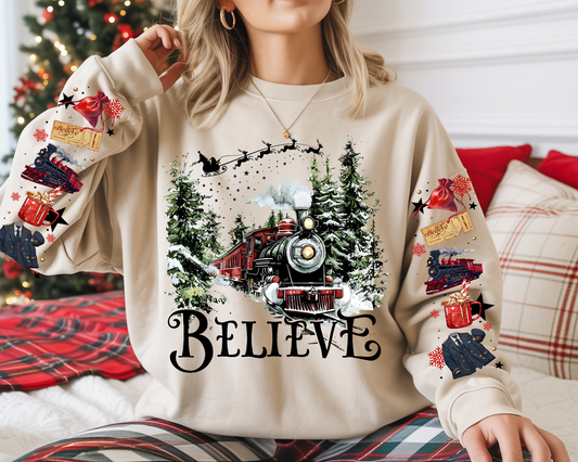 Believe w/ Double Sleeves- Full Color- DTF TRANSFER-RTS#2