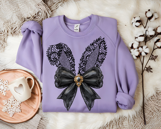 Black Lace Bunny Ears Coquette - DTF TRANSFER