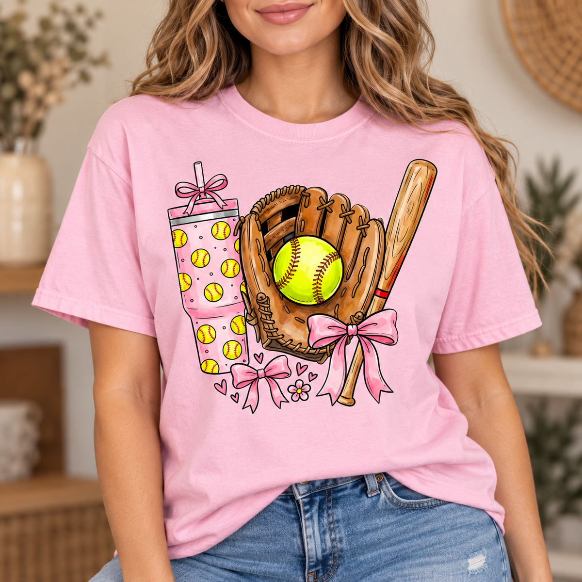 Girly Softball- Full Color DTF TRANSFER