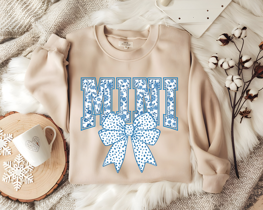 Blue Floral Mini Coquette - Toddler - DTF TRANSFER