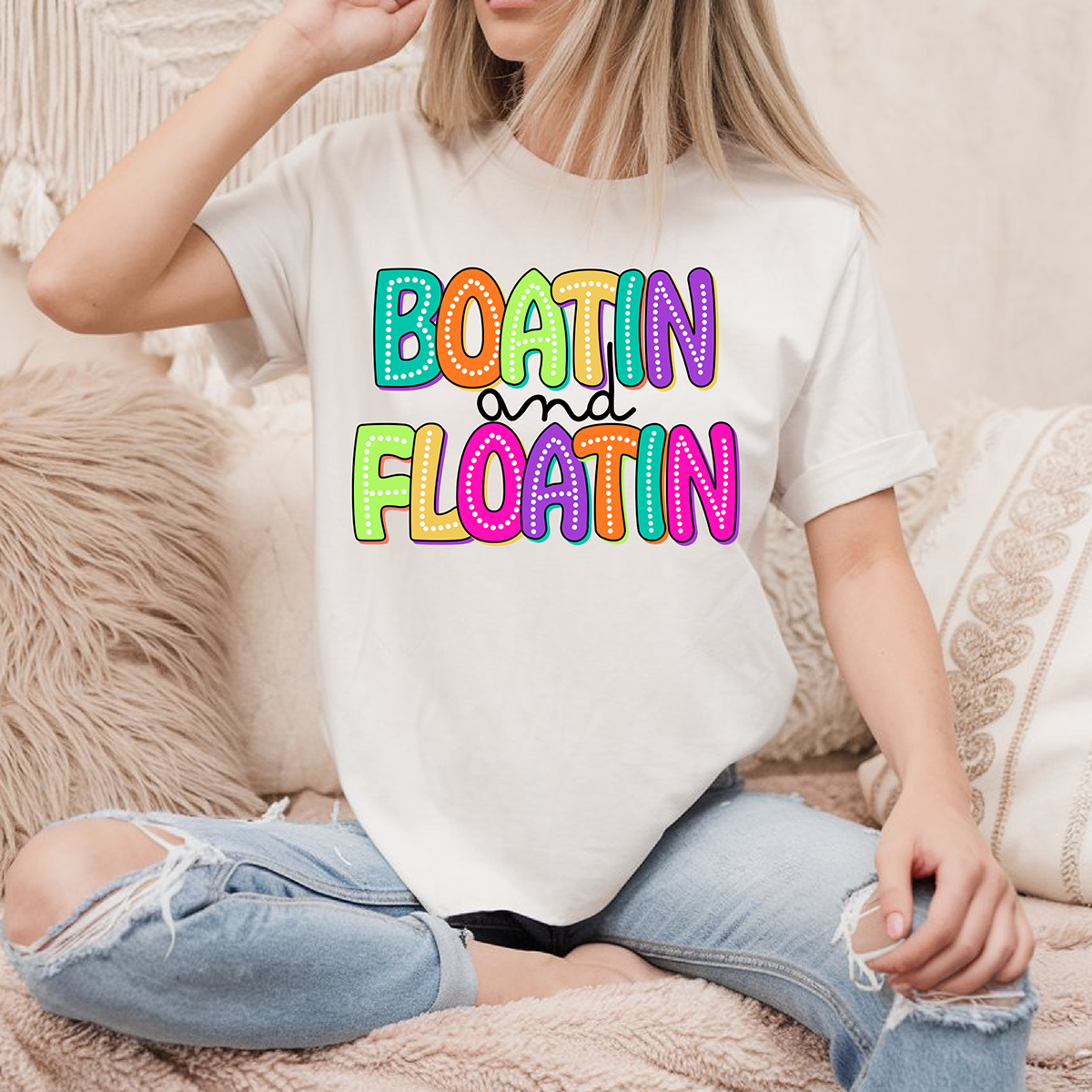 Boatin & Floatin - Black - DTF TRANSFER