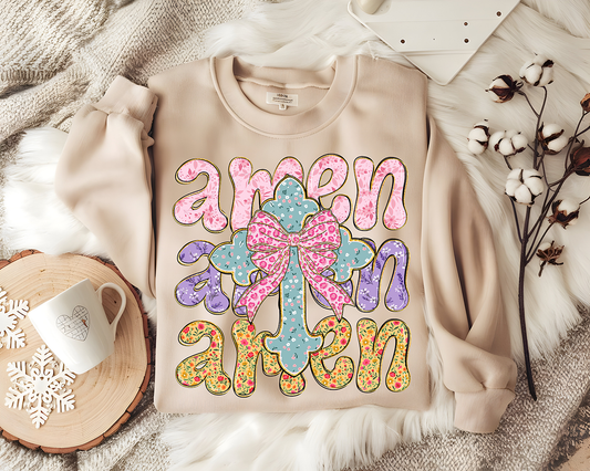 Boho Floral Amen Repeat - DTF TRANSFER