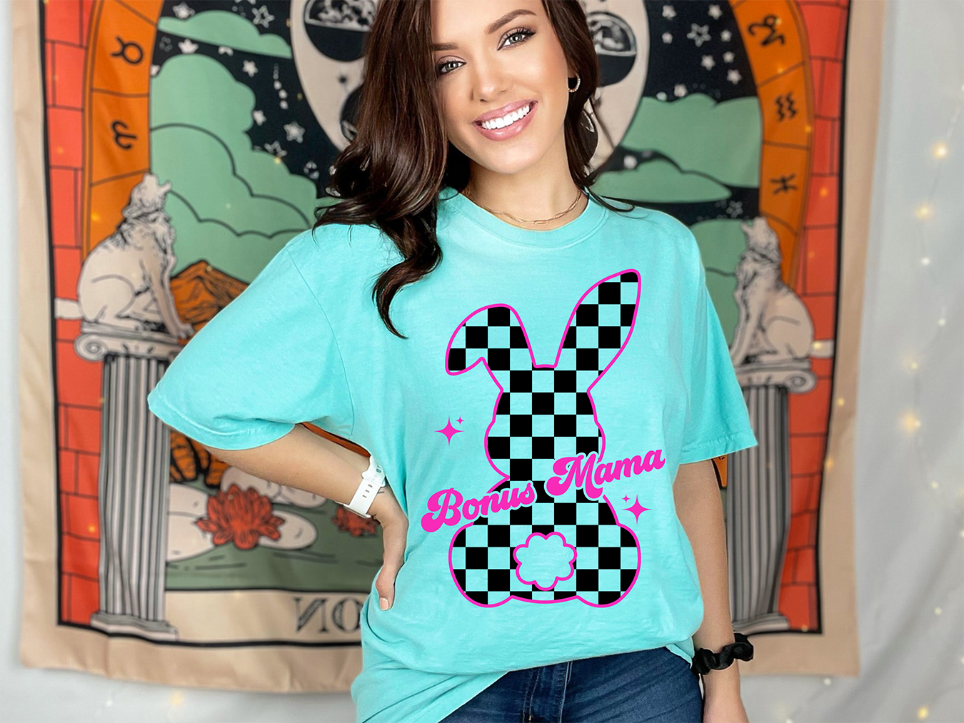 Bonus Mama Bunny Checkered - DTF TRANSFER