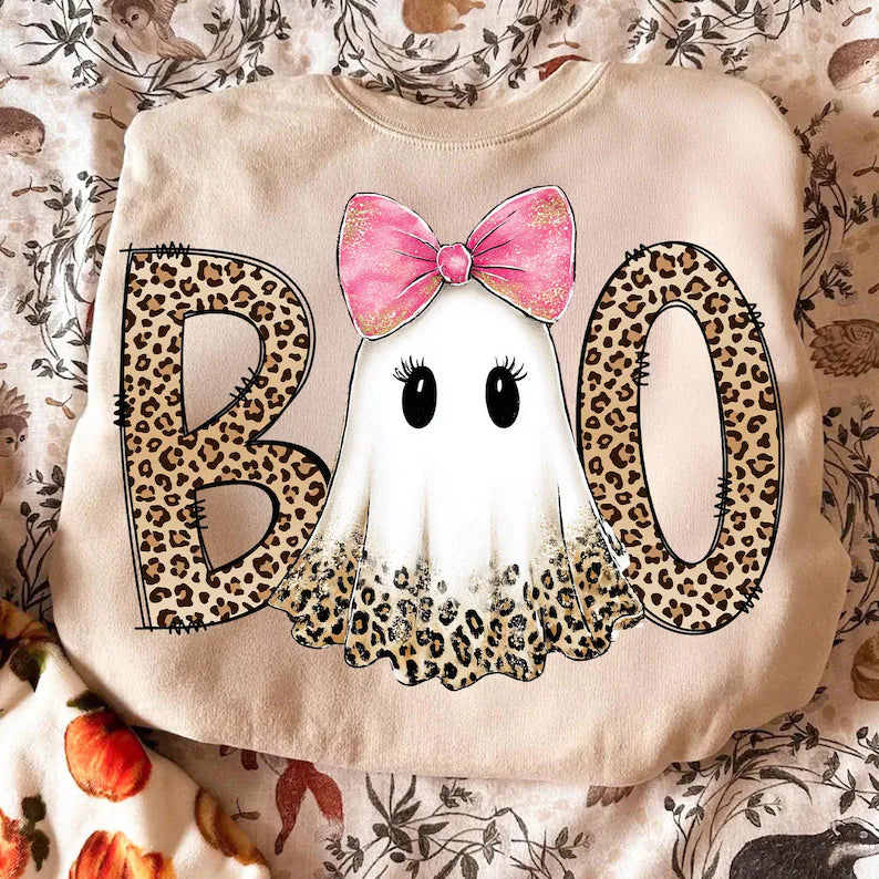 Boo Leopard- Full Color DTF Transfer - RTS#61