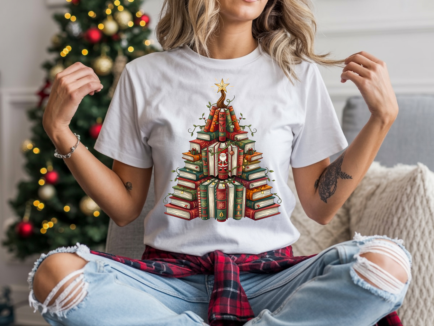 Bookish Christmas Tree-Full Color-DTF TRANSFER-2-5 Business Days