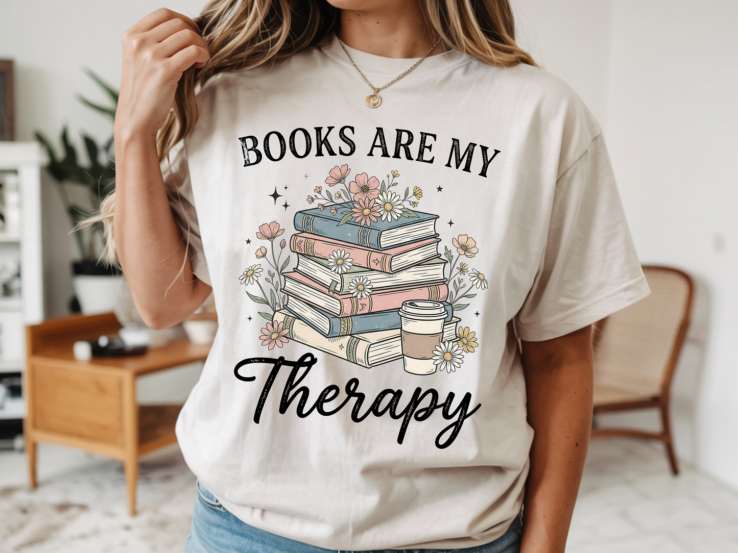 Books are my Therapy - Full Color - DTF Transfer - WHOLESALE