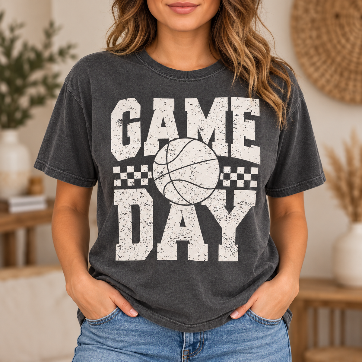 Game Day Basketball- White- Full Color DTF TRANSFER