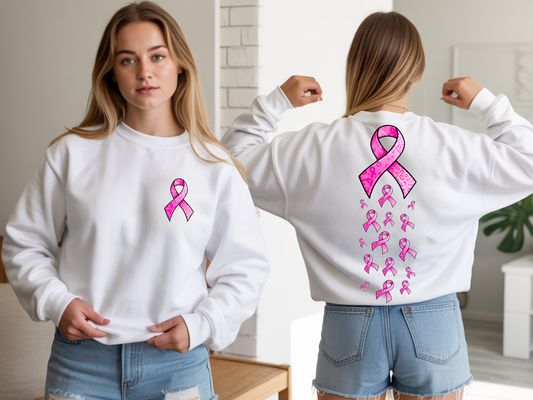 Breast Cancer Ribbon w/ Pocket - Full Color - DTF TRANSFER - 2-5 Business Days