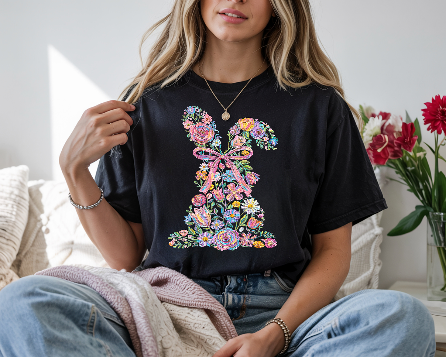 Brushstroke Easter bunny- Full Color-DTF Transfer-2-5 Business Days