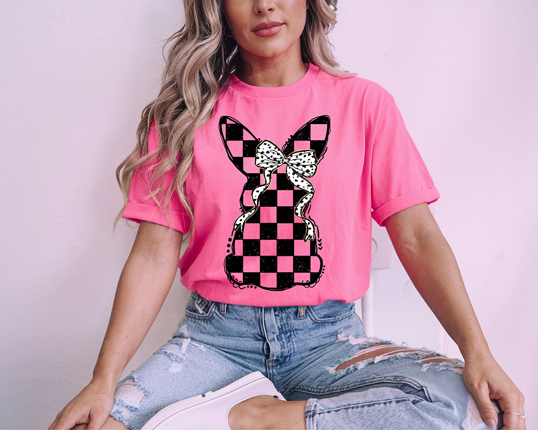 Bunny Checkered - Full Color DTF Transfer -Kiss it Goodbye