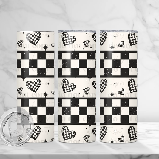 CHECKERED HEARTS - 20oz TUMBLER WRAP -