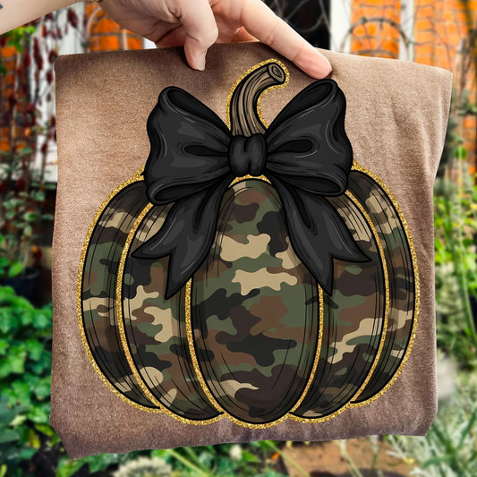Camo Pumpkin- Full Color DTF Transfer - 2-5 Business Days