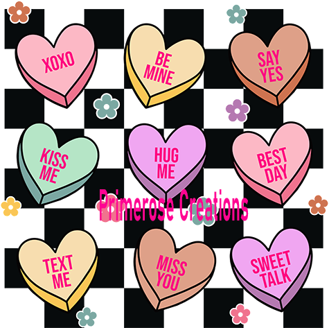 Conversation Hearts Checkered DTF