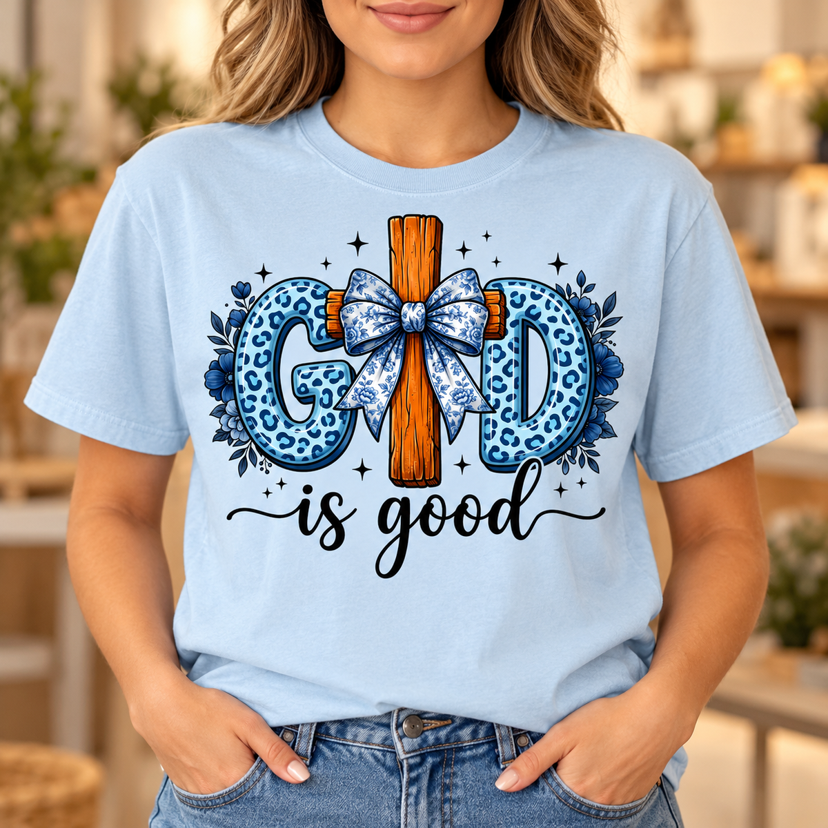 God is Good- Blue - Full Color DTF TRANSFER
