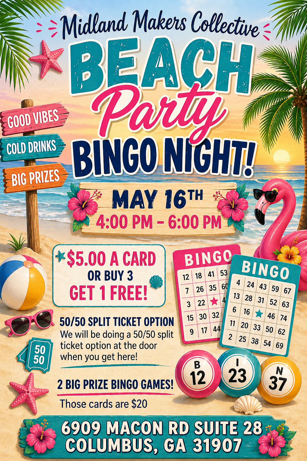 🏖️ Beach Party Bingo Night – Reserve Your Seat Now!