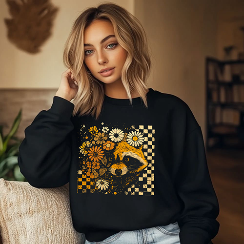 Checkered Raccoon -DTF TRANSFER