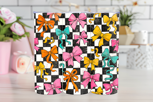 Checkered Bow-20oz TUMBLER WRAP