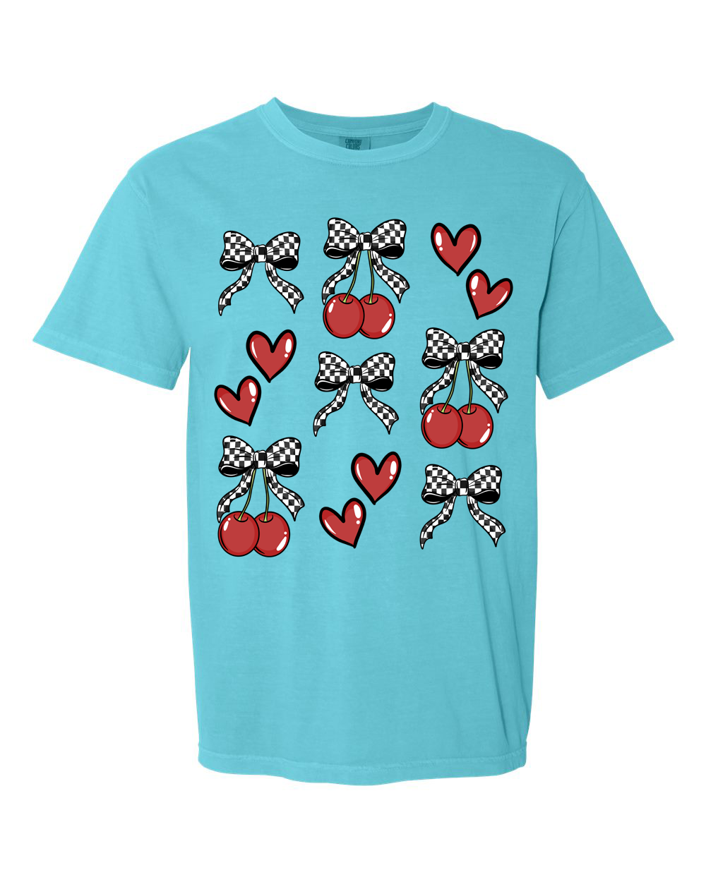 Checkered Cherry Bow Collage -Full Color- DTF TRANSFER