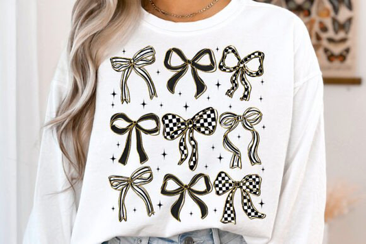 Checkered Coquette Bow Collage - DTF TRANSFER