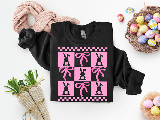 Checkered Coquette Bunny Collage - Full Color DTF Transfer -Kiss it Goodbye