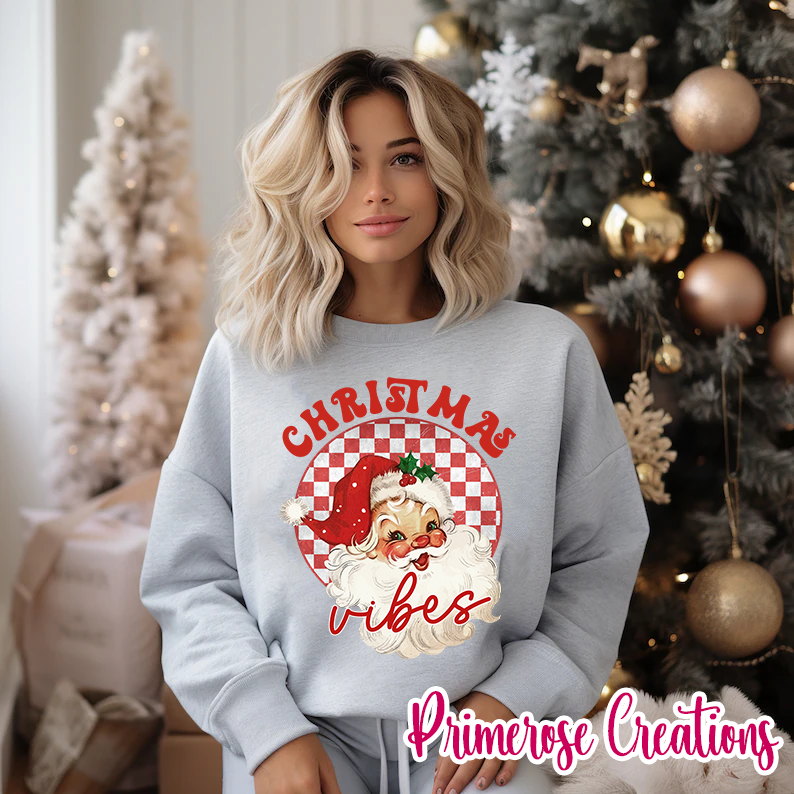 Christmas Vibes Red Santa Sweatshirt