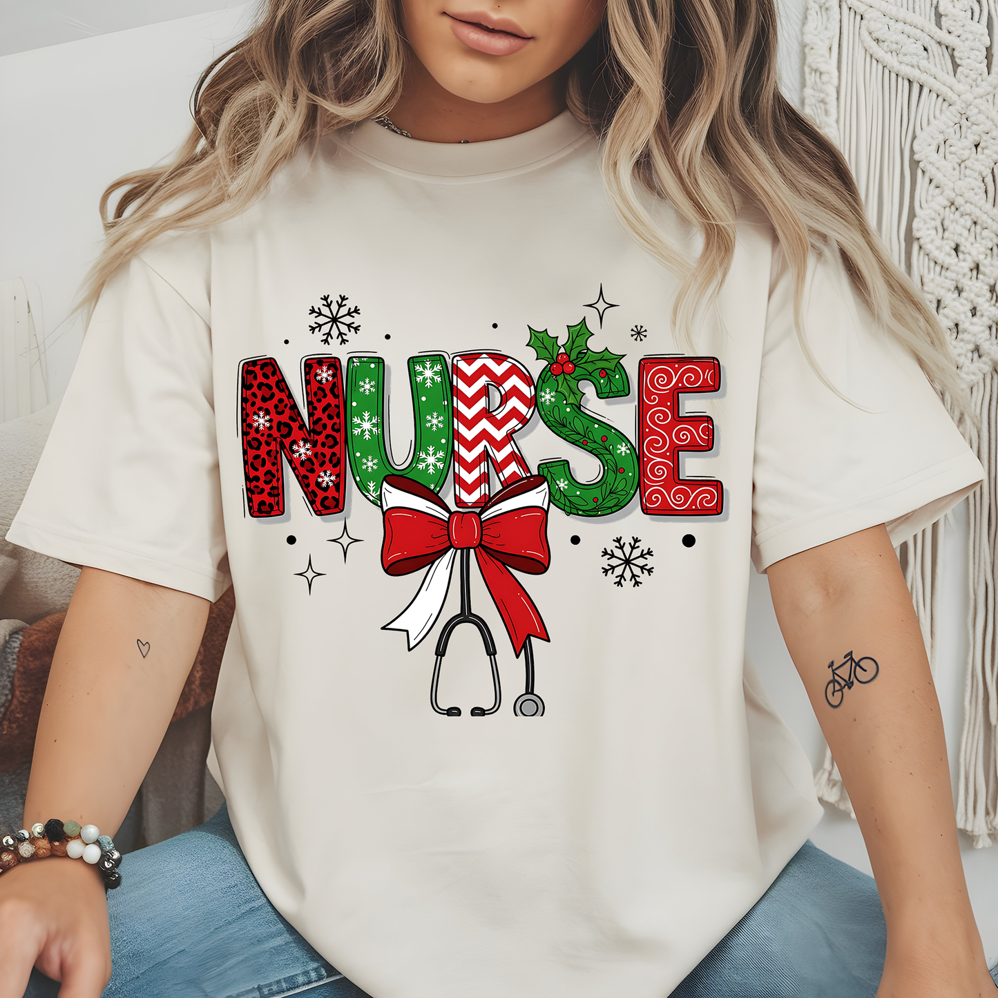 Christmas nurse-Tree-Full Color-DTF TRANSFER-2-5 Business Days