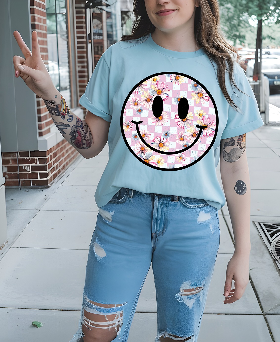 Colorful Daisy Smiley - DTF TRANSFER
