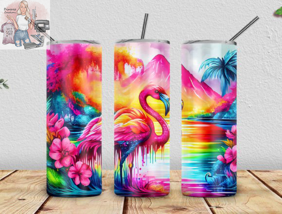Colorful Flamingo Tumbler Wrap
