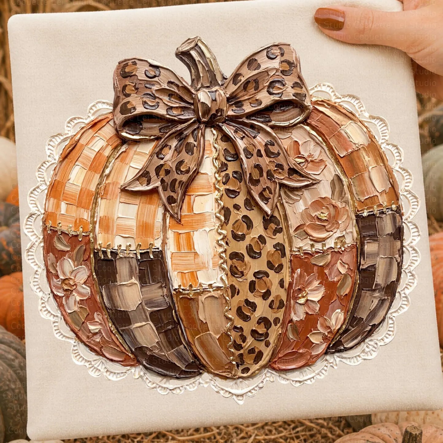 Coquette Painted Pumpkin - Full Color - DTF Transfer - Grab It Tuesday