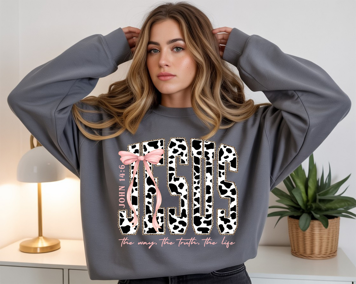 Cow Print Jesus - Full Color DTF Transfer - 2-5 Business Days