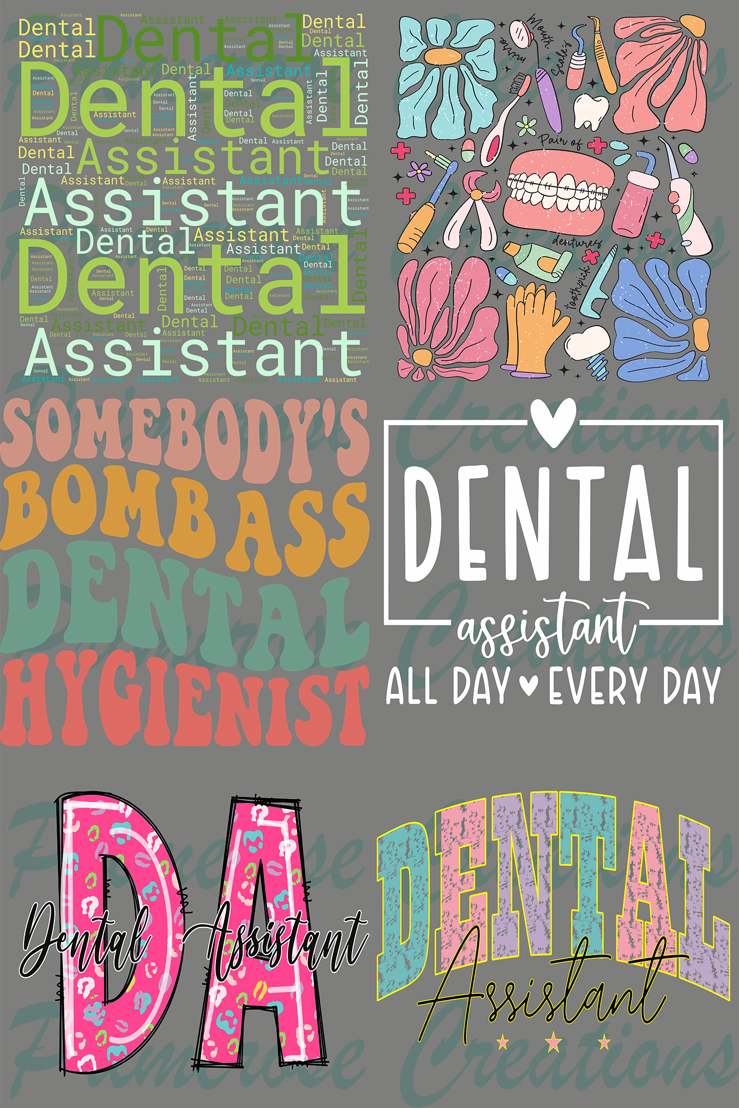 Dental Assistant- UV Gang Sheet 11x12 (6 stickers)
