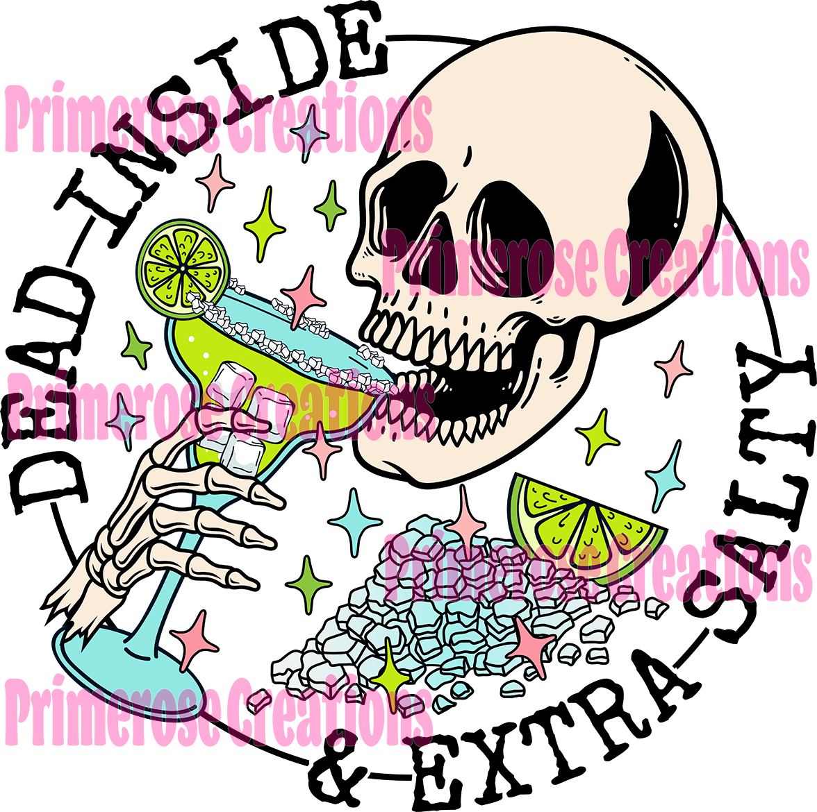 Dead Inside and Extra Salty Skelly Black Words
