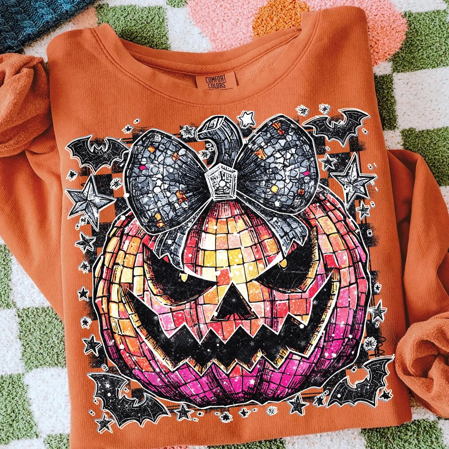 Disco Spooky Pumpkin - Full Color DTF Transfer - RTS # 16
