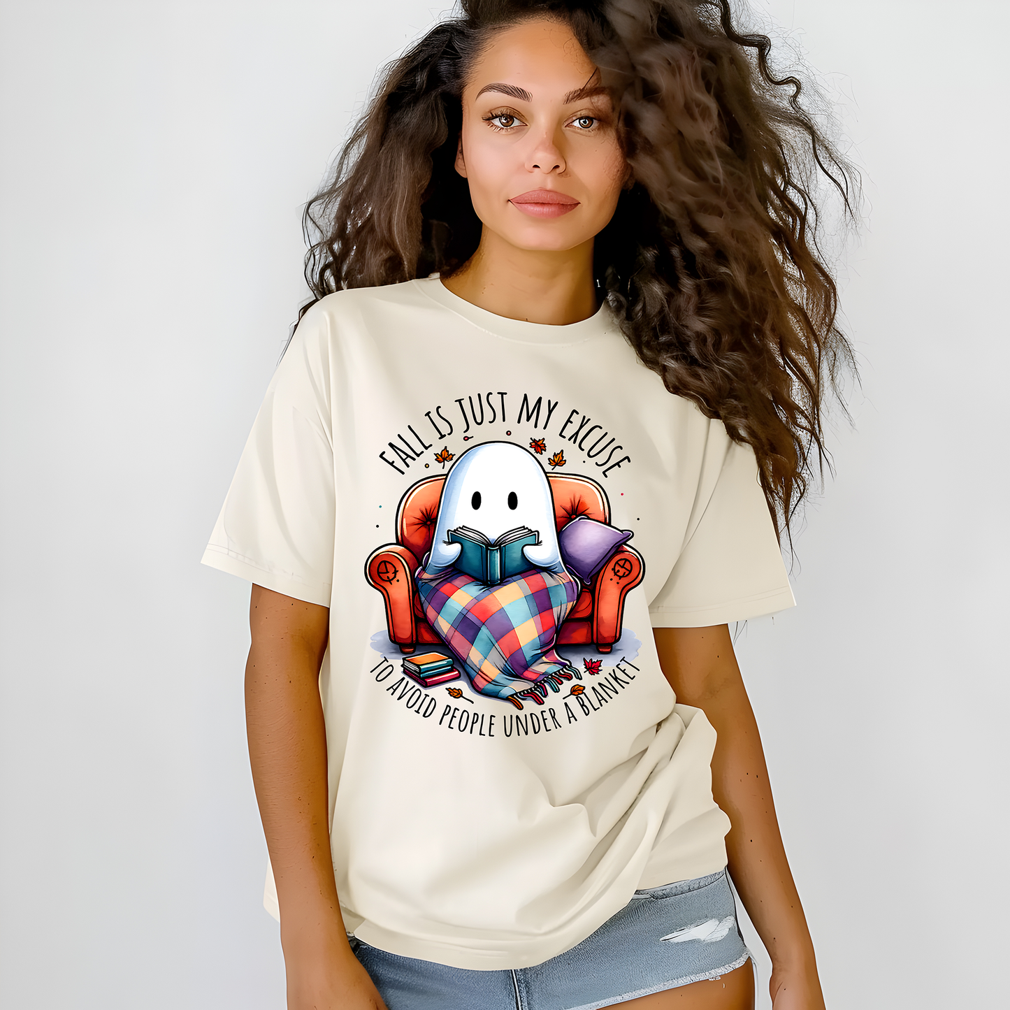 FALL IS JUST MY EXCUSE TO AVOID PEOPLE UNDER A BLANKET GHOST- Full Color- DTF Transfer-2-5 Business Days