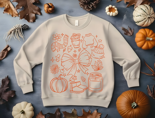 Fall Doodies -Single Color- DTF TRANSFER-2-5 Business Days