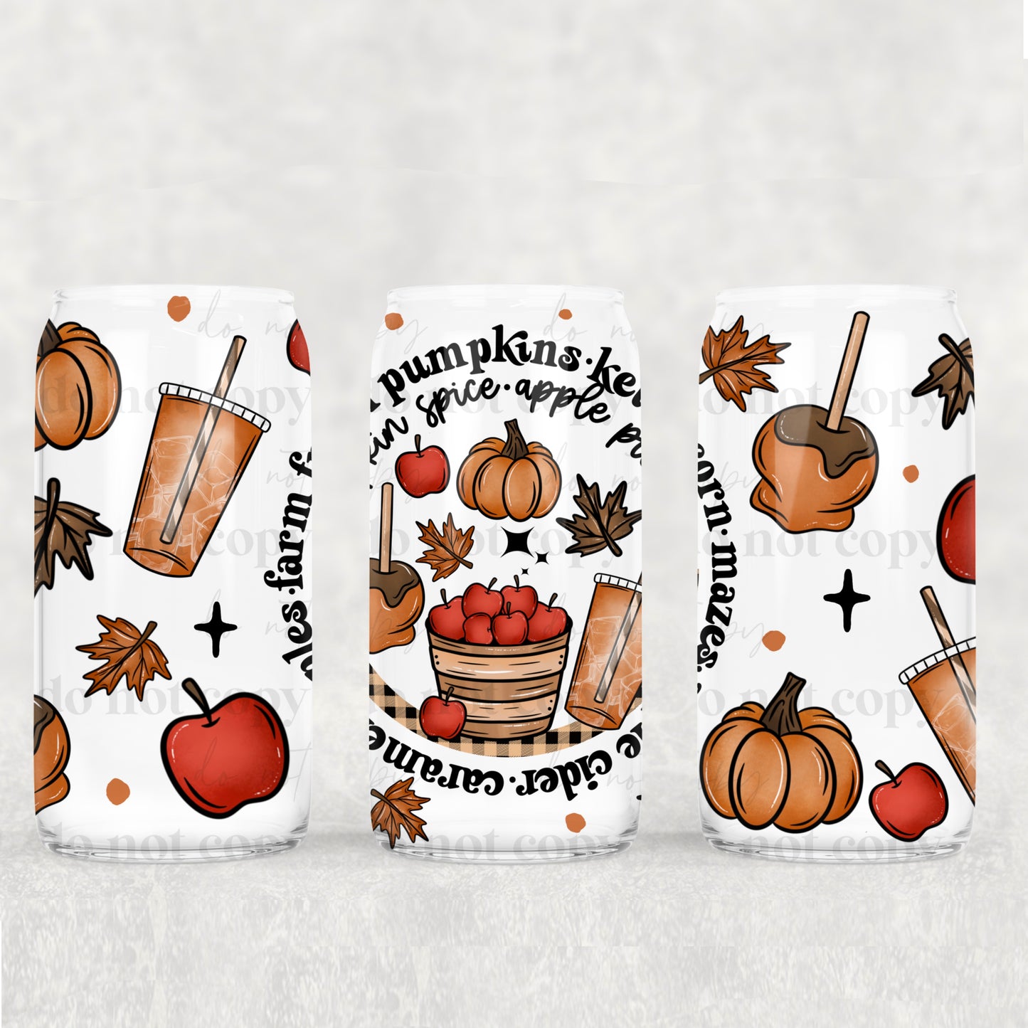 Fall Things Circle - 16 oz UVDTF Wrap - RTS