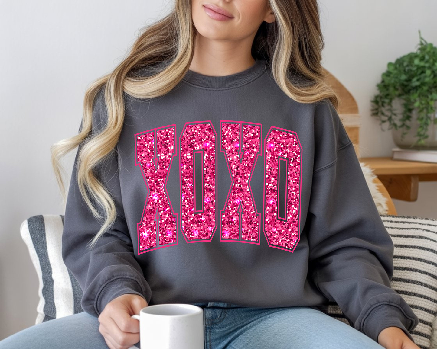 Faux Glitter XOXO-Full Color DTF Transfer -2-5 Business Days