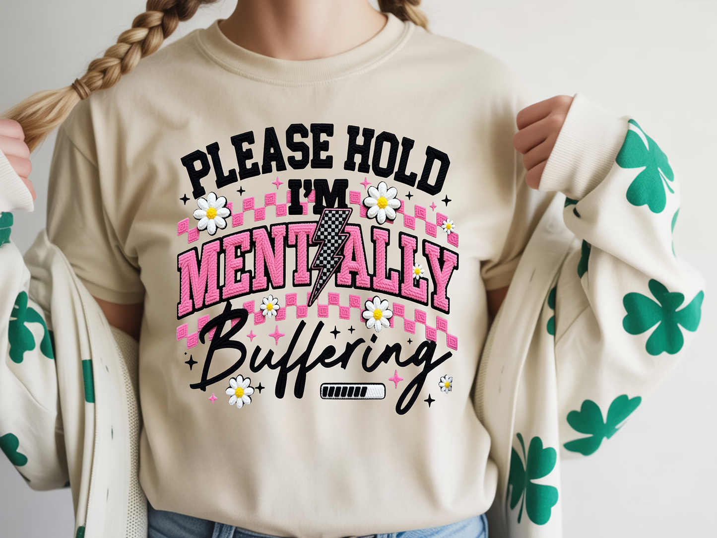 Faux Yarn Mentally Buffering - DTF Transfer - Friday New Releases