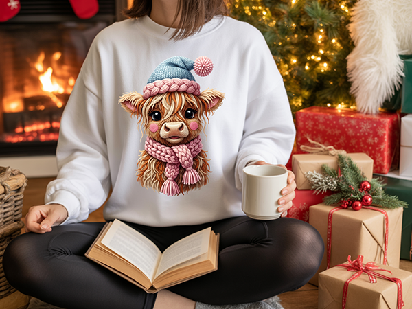 Faux Yarn Highland Cow-Full Color-DTF Transfer-2-5 Business Days