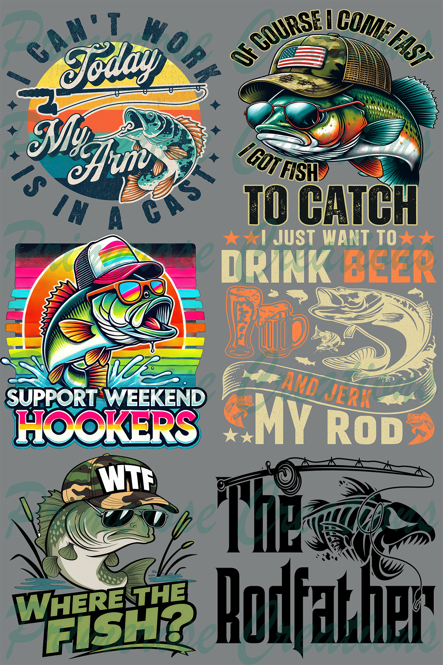 Fishing Pre-Made Gang Sheet 24X36