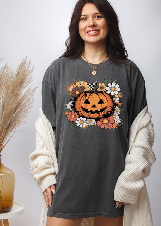 Fall Floral Pumpkin-Full Color-DTF TRANSFER